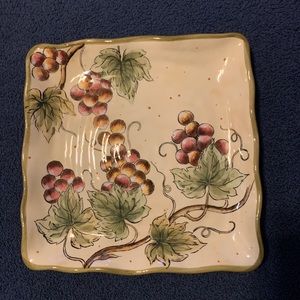 Chardonnay Red Purple Grapes Ceramic Square Dinner Plate or Serving Tray 11.5”